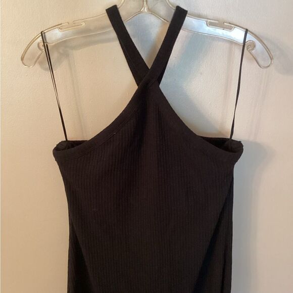 OLD NAVY SIZE XL BLACK RIB KNIT HALTER MIDI DRESS WITH SIDE SLITS - Picture 3 of 7